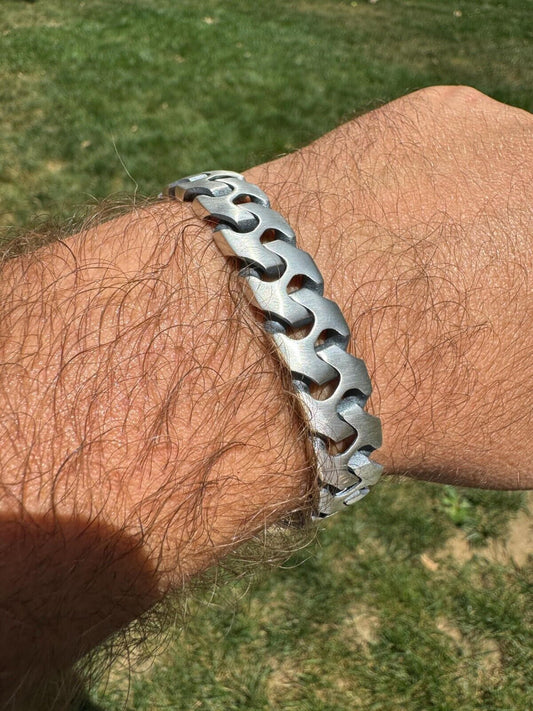 HarlemBling Custom Crazy Miami Cuban Link Bracelet 12mm Real 925 Silver Oxidized Finish