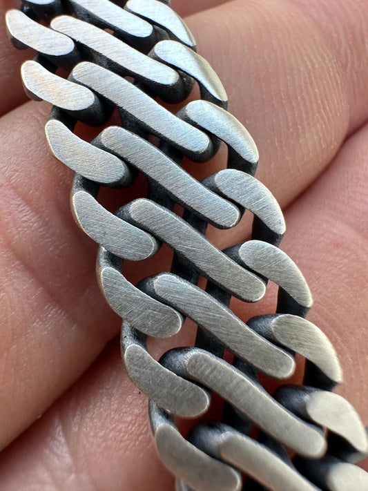 HarlemBling Custom Double Miami Cuban Figure Eight Link Bracelet 12mm Wide Real 925 Silver