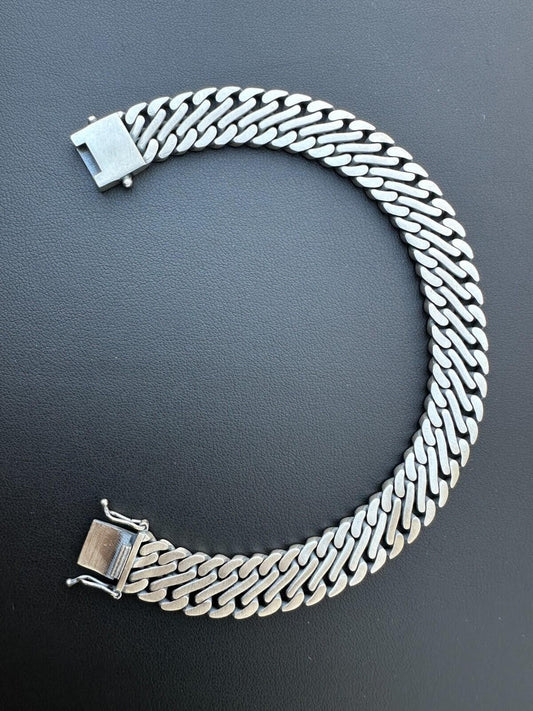 HarlemBling Custom Double Miami Cuban Figure Eight Link Bracelet 12mm Wide Real 925 Silver