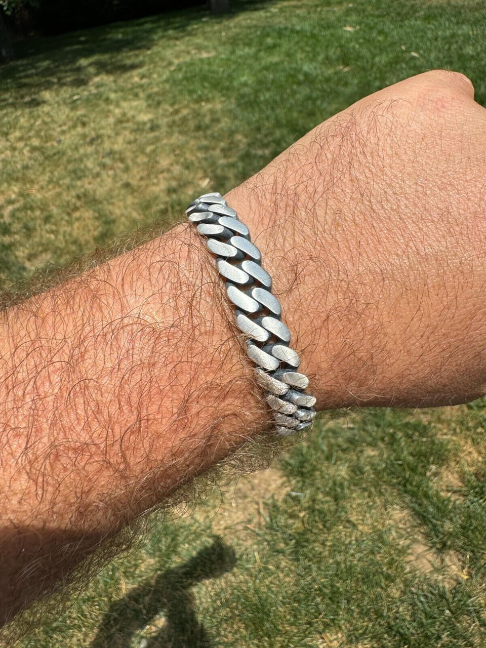 HarlemBling Custom Eagle Lock Miami Cuban Link Bracelet 12mm Real 925 Silver Oxidized Finish