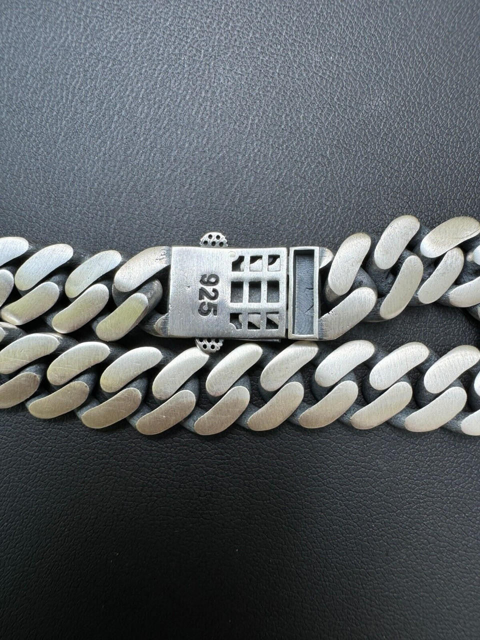 HarlemBling Custom Eagle Lock Miami Cuban Link Bracelet 12mm Real 925 Silver Oxidized Finish