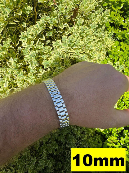 HarlemBling Custom Handmade Presidential Link Plain Bracelet Real 925 Sterling Silver 8-16mm