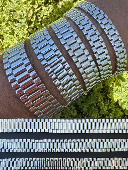 HarlemBling Custom Handmade Presidential Link Plain Bracelet Real 925 Sterling Silver 8-16mm