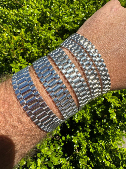 HarlemBling Custom Handmade Presidential Link Plain Bracelet Real 925 Sterling Silver 8-16mm