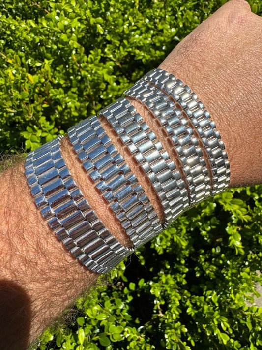 HarlemBling Custom Handmade Presidential Link Plain Bracelet Real 925 Sterling Silver 8-16mm