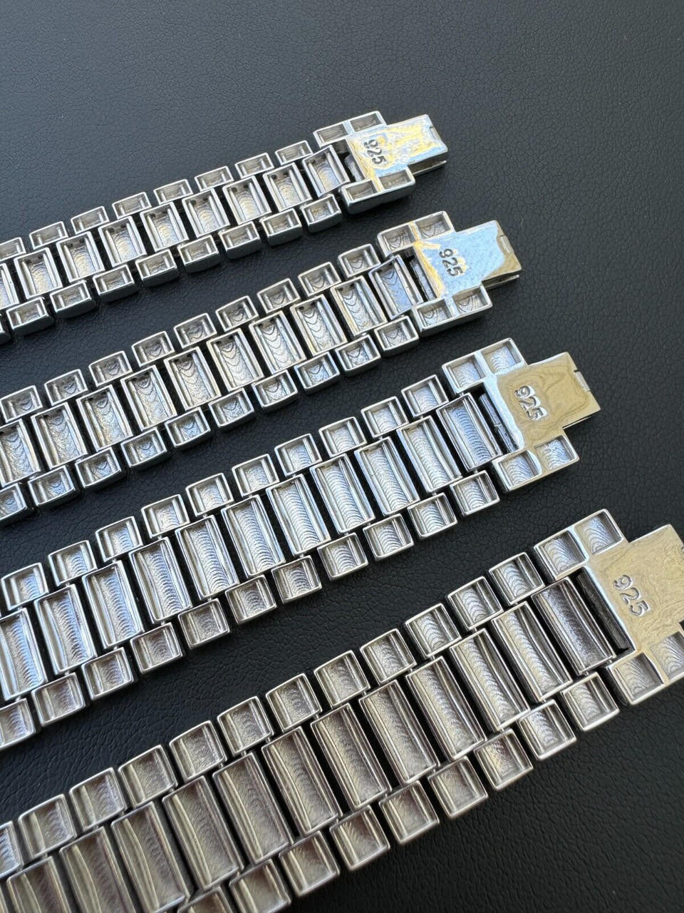 HarlemBling Custom Handmade Presidential Link Plain Bracelet Real 925 Sterling Silver 8-16mm