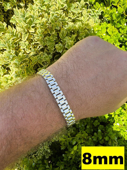 HarlemBling Custom Handmade Presidential Link Plain Bracelet Real 925 Sterling Silver 8-16mm