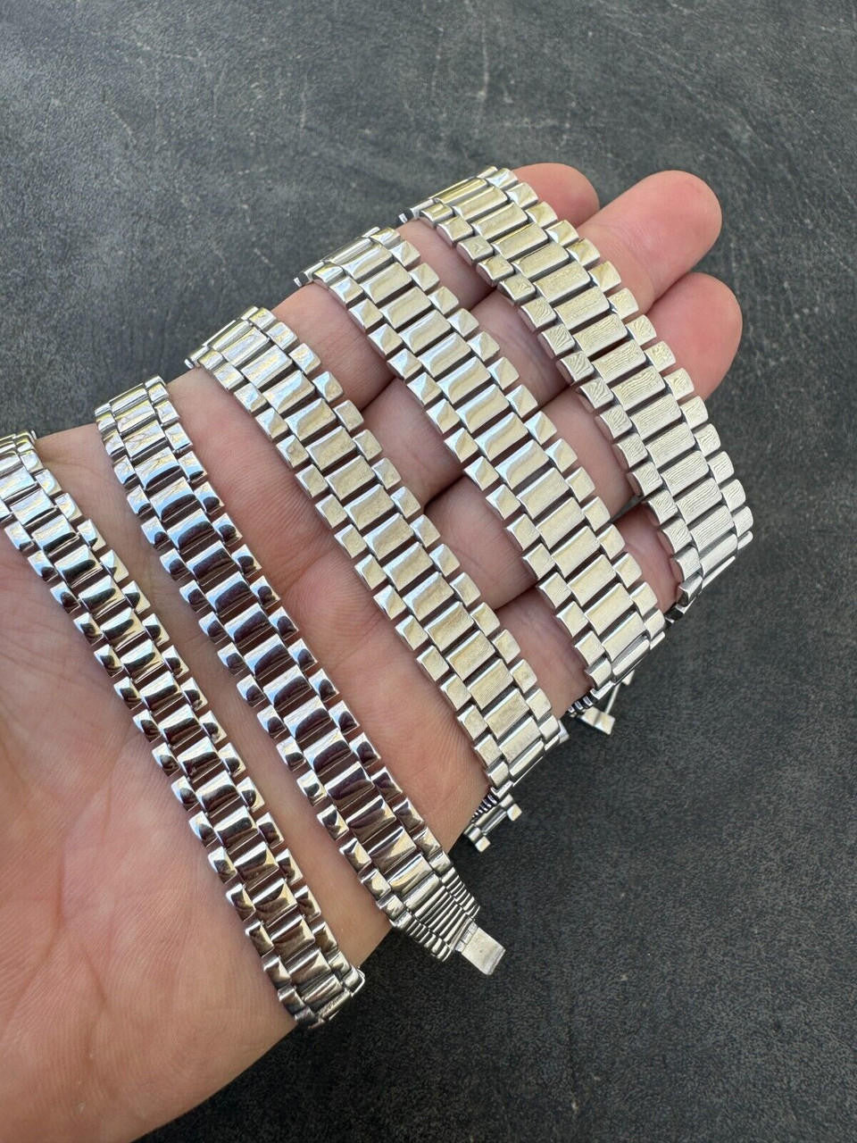 HarlemBling Custom Handmade Presidential Link Plain Bracelet Real 925 Sterling Silver 8-16mm