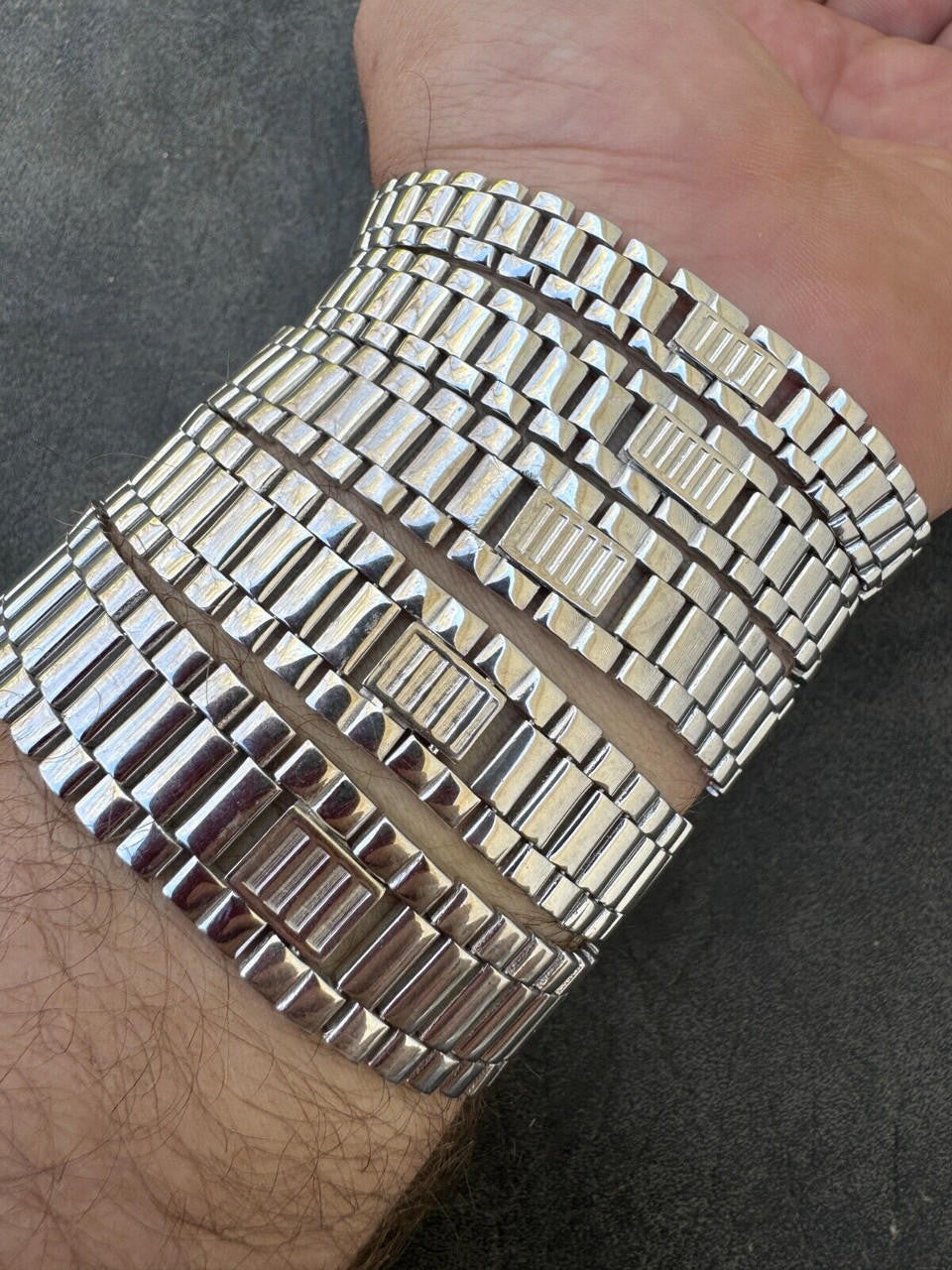 HarlemBling Custom Handmade Presidential Link Plain Bracelet Real 925 Sterling Silver 8-16mm