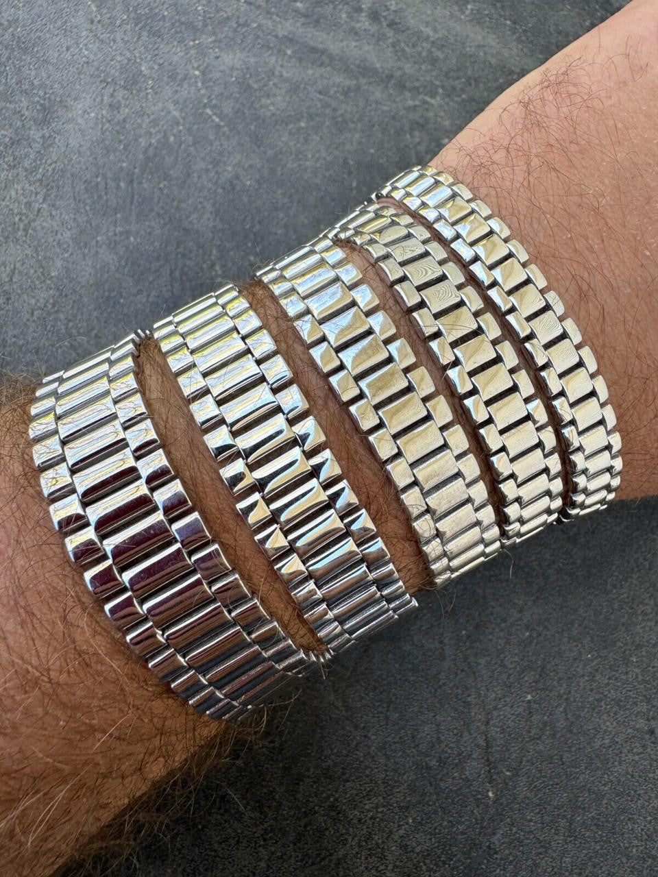 HarlemBling Custom Handmade Presidential Link Plain Bracelet Real 925 Sterling Silver 8-16mm