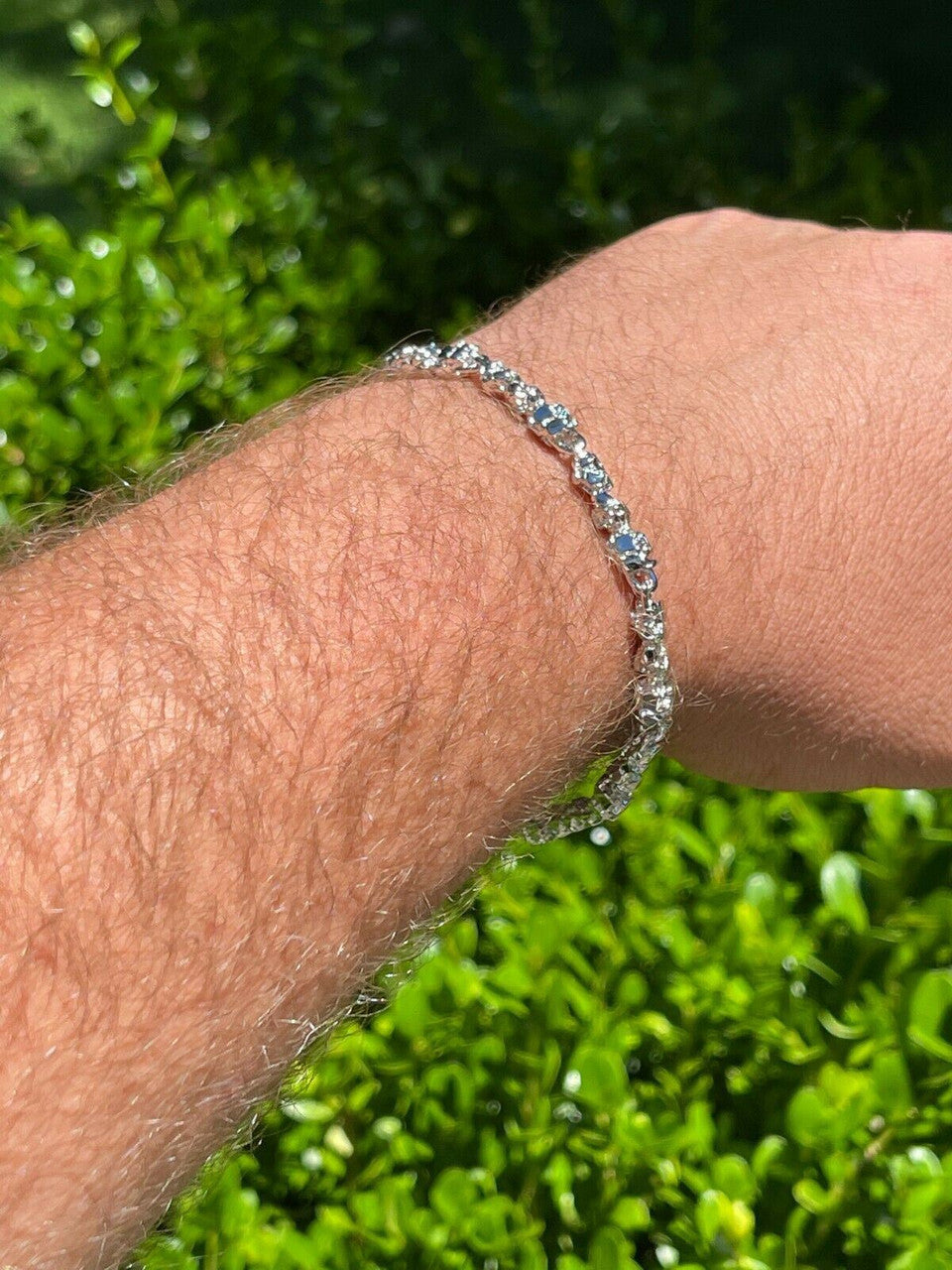 HarlemBling Custom Handmade Solid 925 Sterling Silver Nugget Link Bracelet 7-8.5 Mens 5.5mm