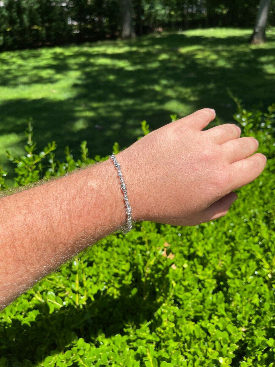 HarlemBling Custom Handmade Solid 925 Sterling Silver Nugget Link Bracelet 7-8.5 Mens 5.5mm