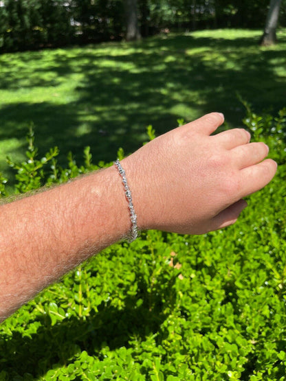 HarlemBling Custom Handmade Solid 925 Sterling Silver Nugget Link Bracelet 7-8.5 Mens 5.5mm