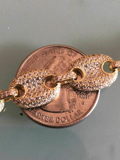 HarlemBling Custom Mens Mariner Gucci Link Chain ICY Lab Diamond Solid 925 Silver 14K Gold