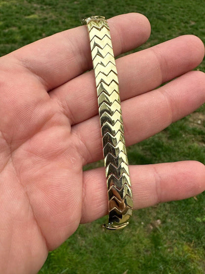 HarlemBling Custom Monaco Snake Bracelet Real 14k Gold Plated 925 Silver 10mm Men Ladies