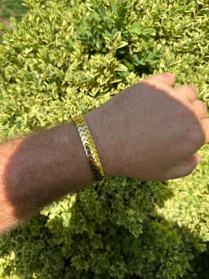 HarlemBling Custom Monaco Snake Bracelet Real 14k Gold Plated 925 Silver 10mm Men Ladies