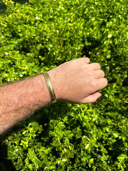 HarlemBling Custom Monaco Snake Bracelet Real 14k Gold Plated 925 Silver 10mm Men Ladies