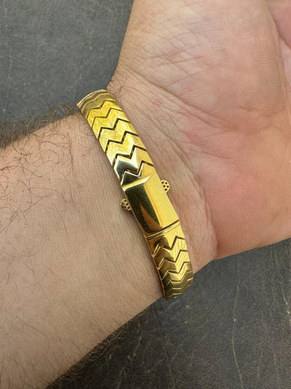 HarlemBling Custom Monaco Snake Bracelet Real 14k Gold Plated 925 Silver 10mm Men Ladies