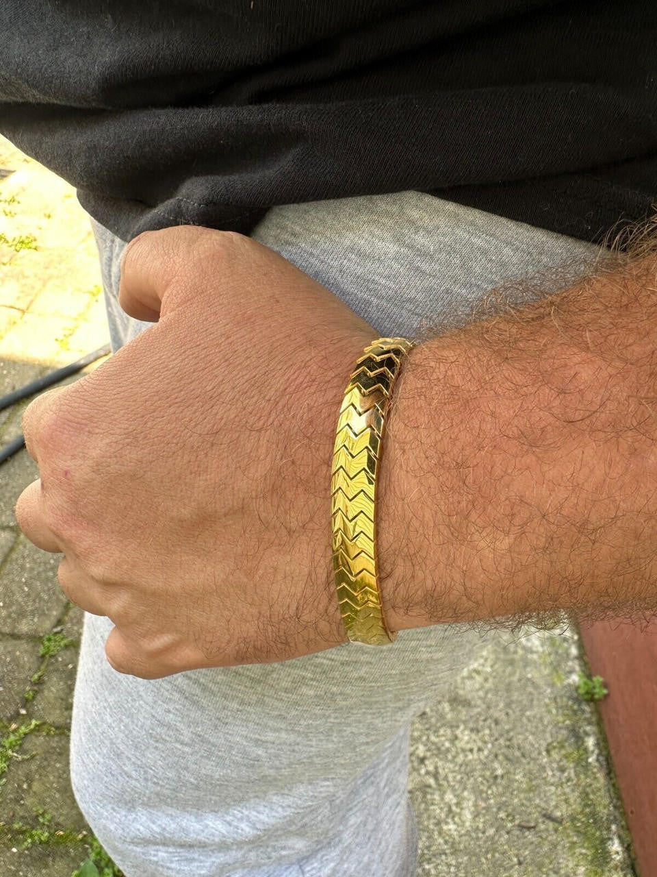 HarlemBling Custom Monaco Snake Bracelet Real 14k Gold Plated 925 Silver 10mm Men Ladies