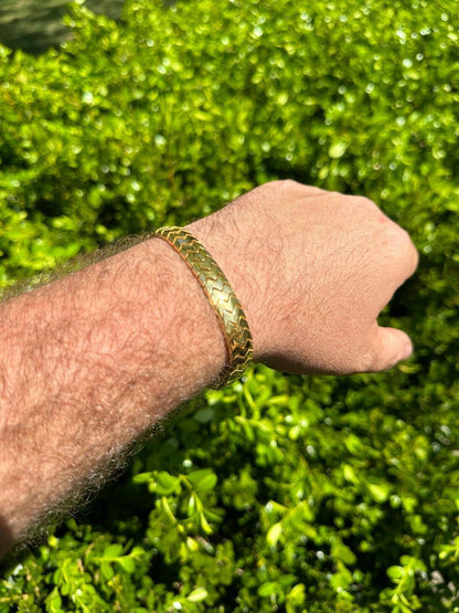 HarlemBling Custom Monaco Snake Bracelet Real 14k Gold Plated 925 Silver 10mm Men Ladies