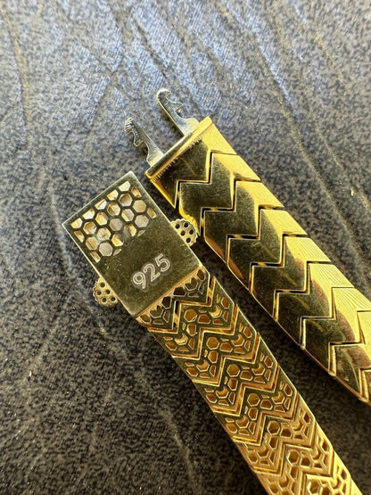 HarlemBling Custom Monaco Snake Bracelet Real 14k Gold Plated 925 Silver 10mm Men Ladies