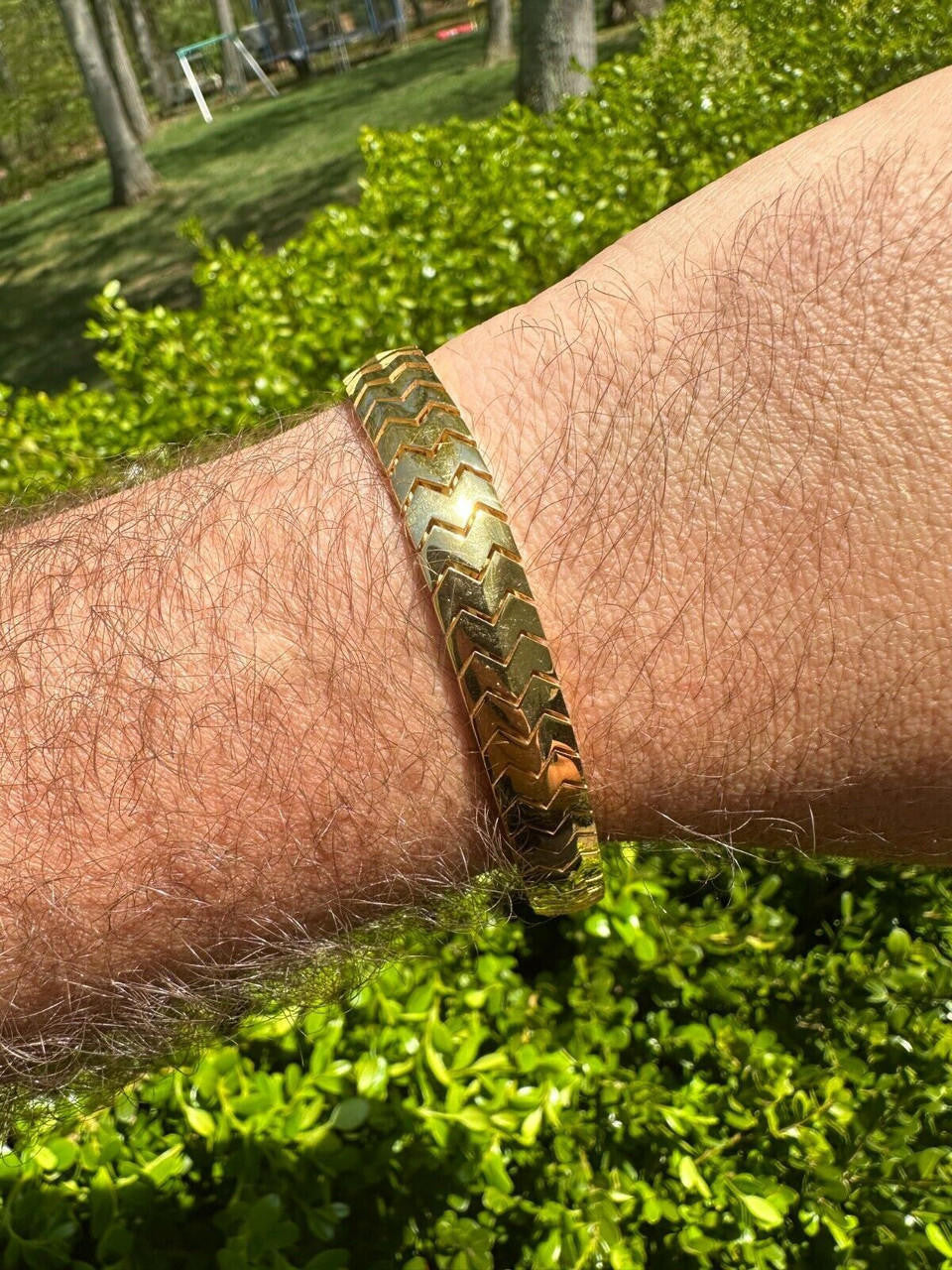 HarlemBling Custom Monaco Snake Bracelet Real 14k Gold Plated 925 Silver 10mm Men Ladies