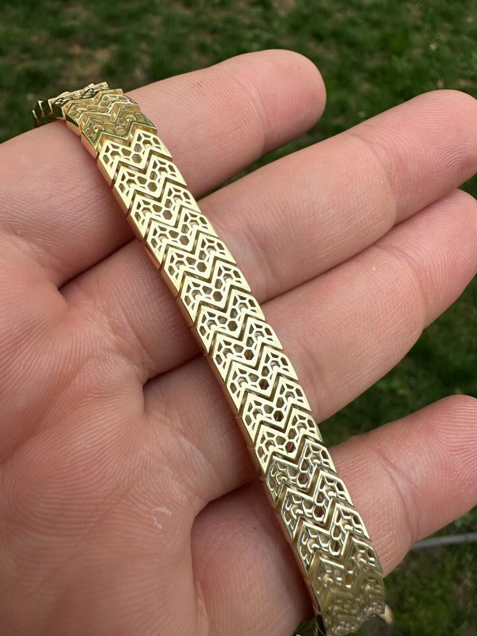 HarlemBling Custom Monaco Snake Bracelet Real 14k Gold Plated 925 Silver 10mm Men Ladies