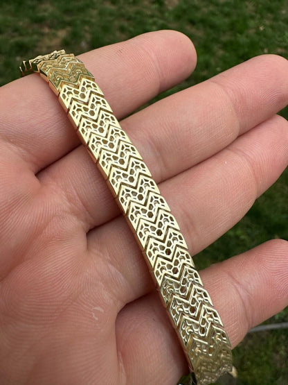 HarlemBling Custom Monaco Snake Bracelet Real 14k Gold Plated 925 Silver 10mm Men Ladies