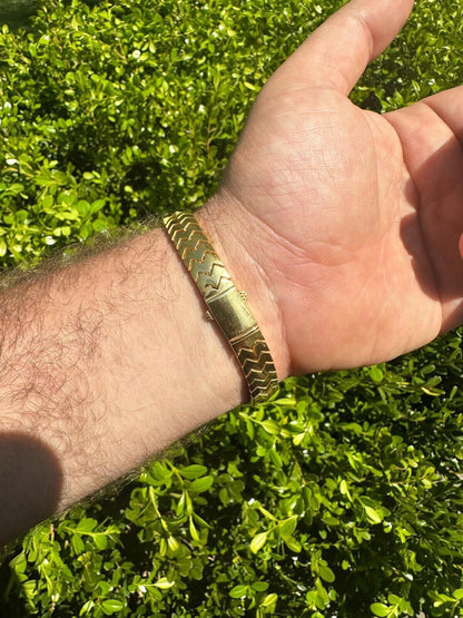 HarlemBling Custom Monaco Snake Bracelet Real 14k Gold Plated 925 Silver 10mm Men Ladies