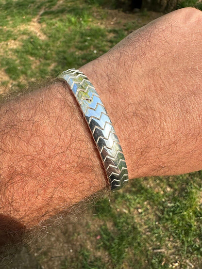 HarlemBling Custom Monaco Snake Bracelet Real 925 Sterling Silver Sleek 10mm Men Ladies 6-8"