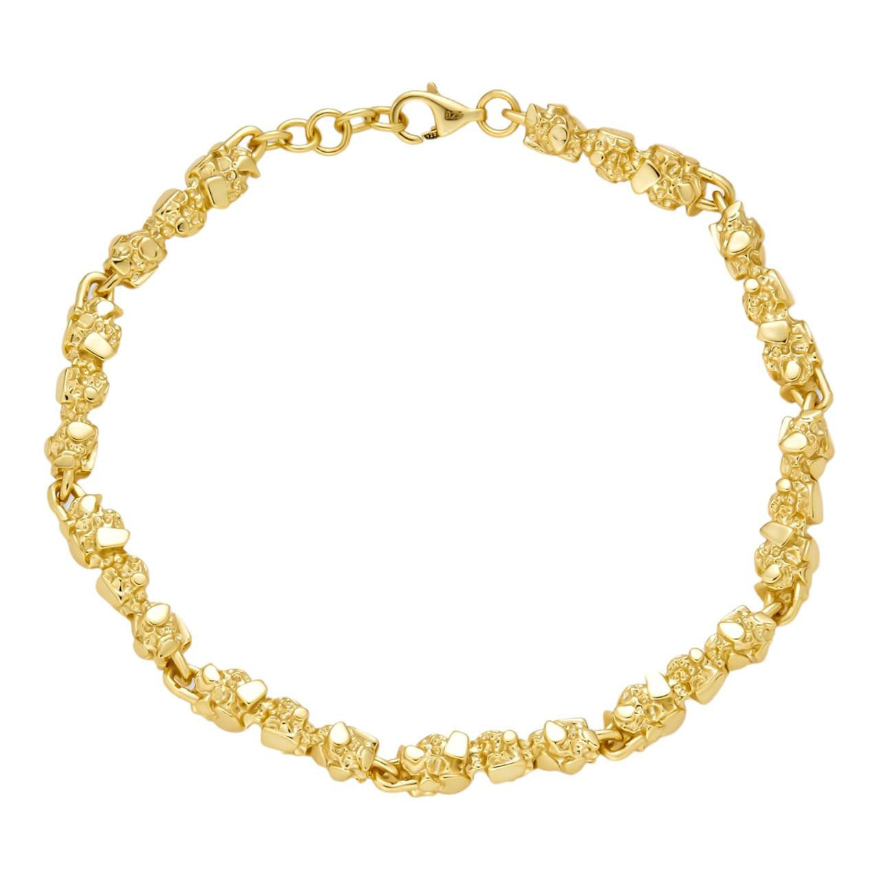 HarlemBling Custom Nugget Chain Bracelet - 14k Gold Vermeil 925 Sterling Silver - 7"-8.5" - 5mm