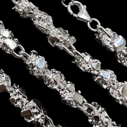 HarlemBling Custom Nugget Chain Necklace - 925 Sterling Silver - 18"-30" - 8mm