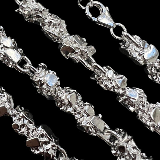 HarlemBling Custom Nugget Chain Necklace - 925 Sterling Silver - 18"-30" - 8mm