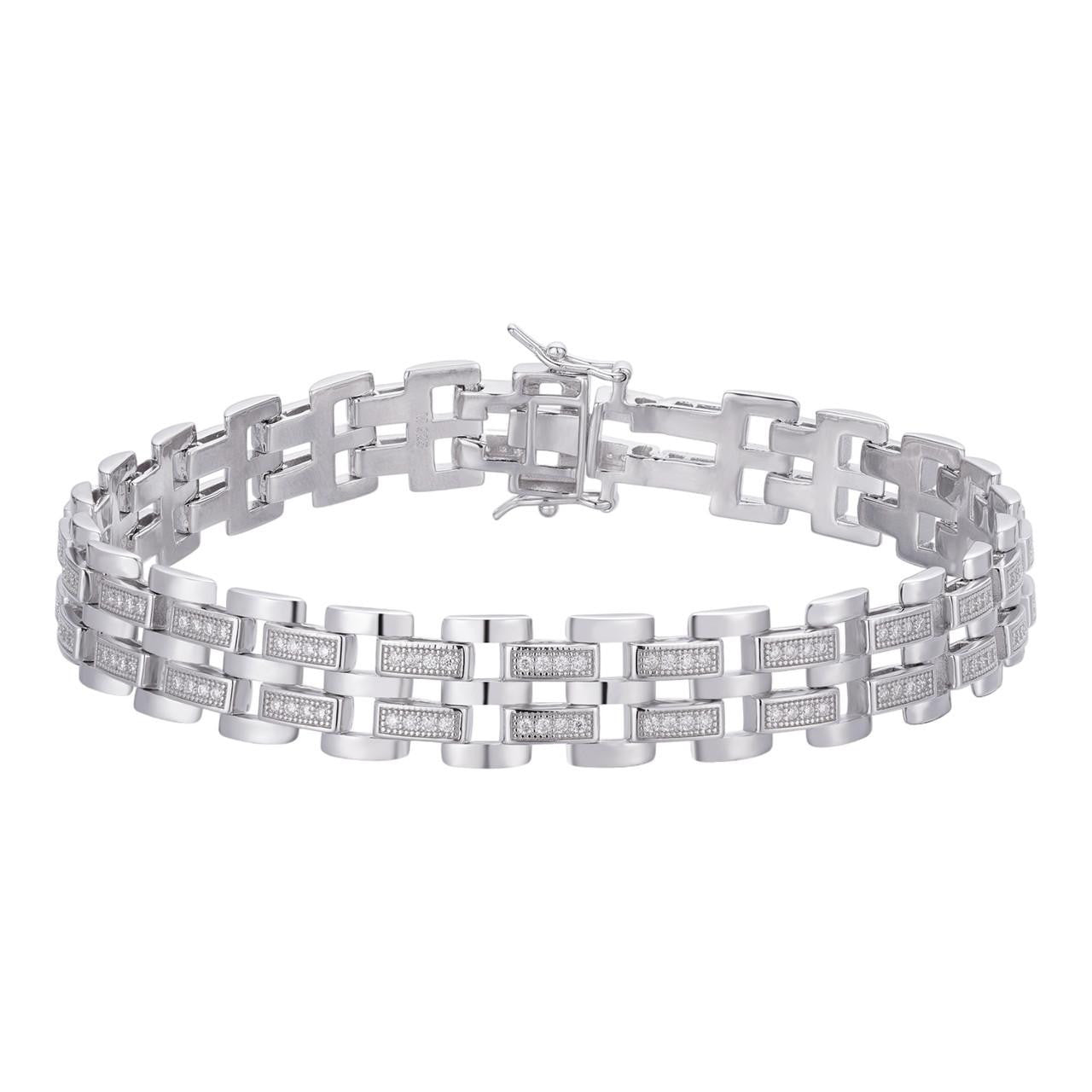 HarlemBling Custom Presidential Link Bracelet Iced Out CZ Stones - 925 Silver - 10.5mm - 7"-8.5"