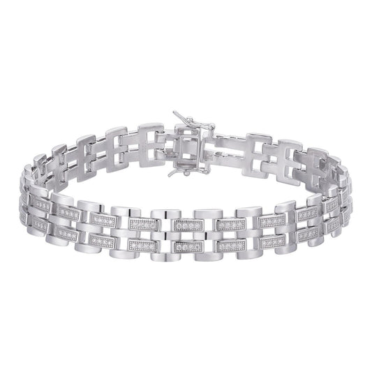 HarlemBling Custom Presidential Link Bracelet Iced Out CZ Stones - 925 Silver - 10.5mm - 7"-8.5"