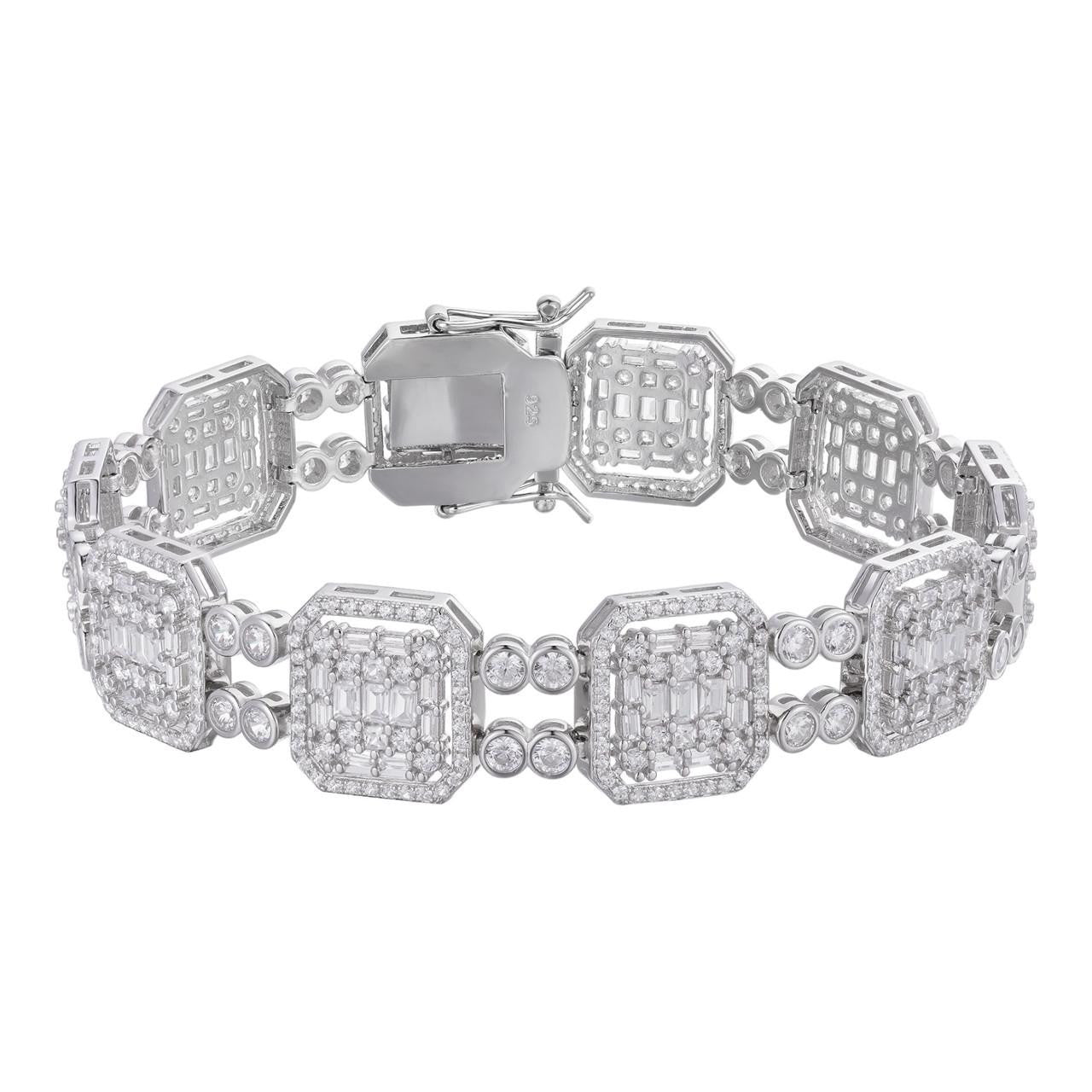 HarlemBling Custom Rapper Bracelet Iced Out CZ Stones - 925 Silver - 16mm - 7.5"-8.5"