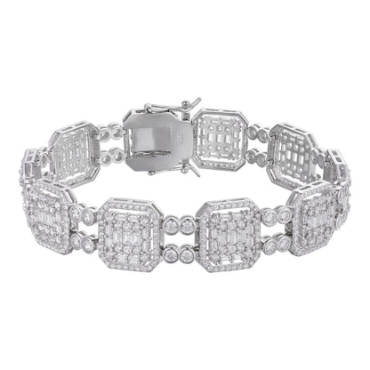 HarlemBling Custom Rapper Bracelet Iced Out CZ Stones - 925 Silver - 16mm - 7.5"-8.5"