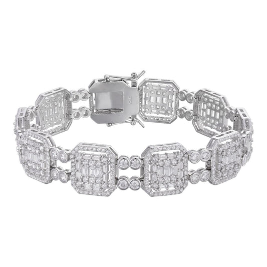 HarlemBling Custom Rapper Bracelet Iced Out CZ Stones - 925 Silver - 16mm - 7.5"-8.5"