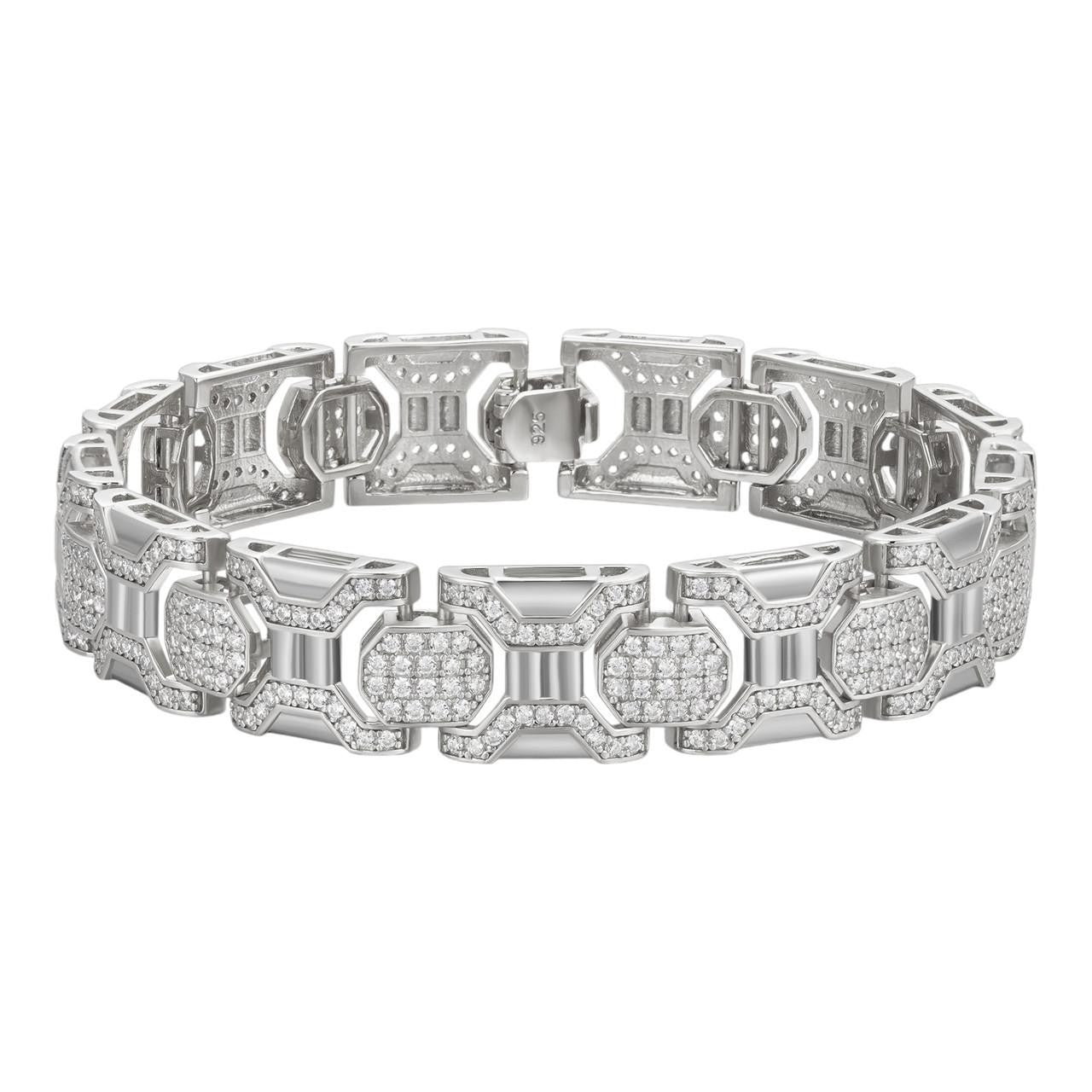 HarlemBling Daniels & Sons Bracelet Iced Out CZ Stones - 925 Silver - 13.5mm - 7"-8.5"