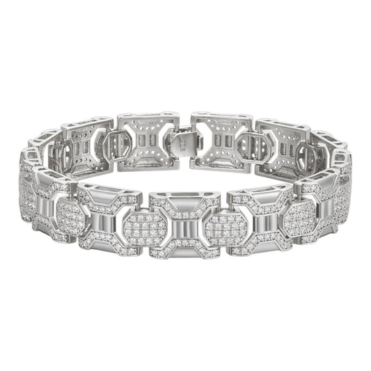 HarlemBling Daniels & Sons Bracelet Iced Out CZ Stones - 925 Silver - 13.5mm - 7"-8.5"