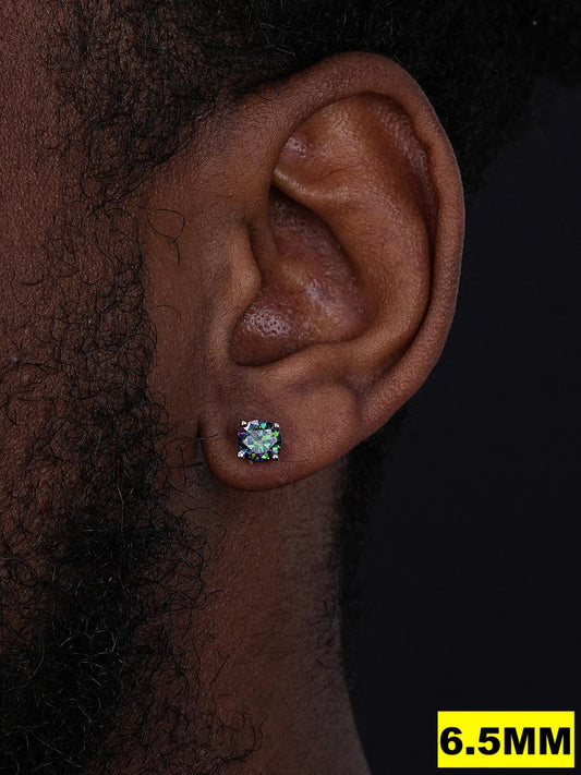 HarlemBling Dark Blue MOISSANITE Solitaire Stud Earrings - 925 Silver - 3mm-8mm - 0.2-4ct