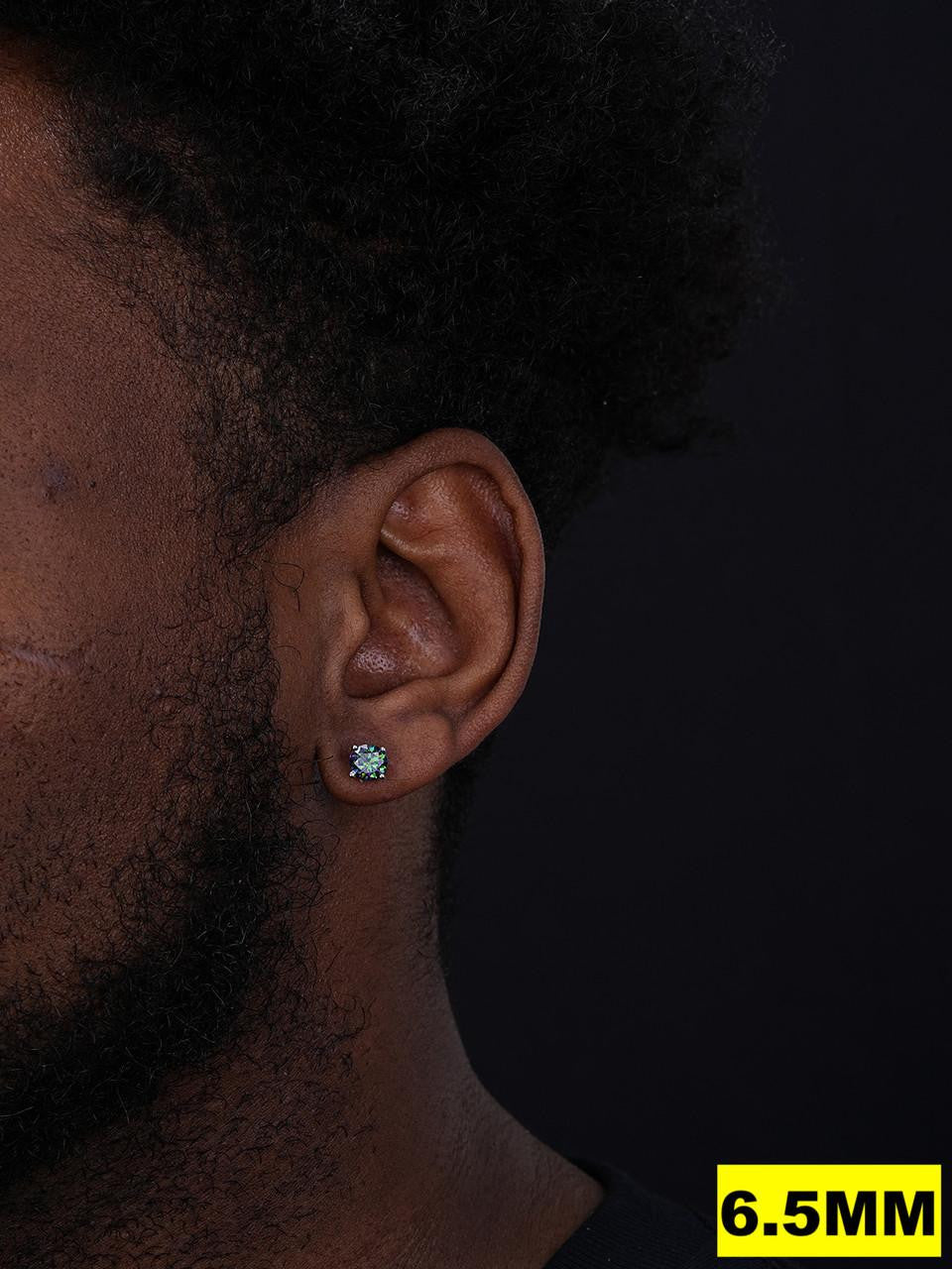 HarlemBling Dark Blue MOISSANITE Solitaire Stud Earrings - 925 Silver - 3mm-8mm - 0.2-4ct