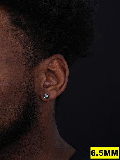 HarlemBling Dark Blue MOISSANITE Solitaire Stud Earrings - 925 Silver - 3mm-8mm - 0.2-4ct