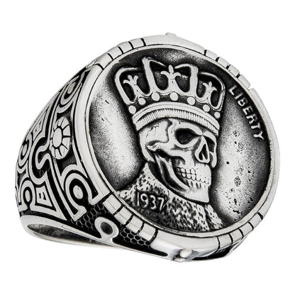 HarlemBling Death Coin Ring - 925 Silver Oxidized - Plain