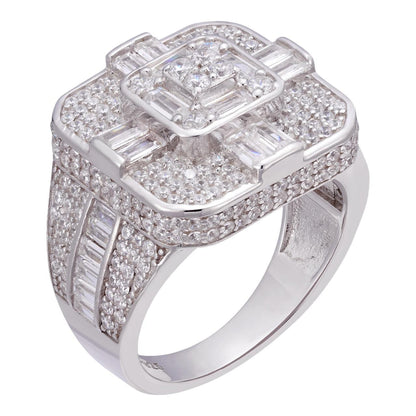 HarlemBling Detroit Iced Out Ring - 925 Silver - CZ Baguette Stones