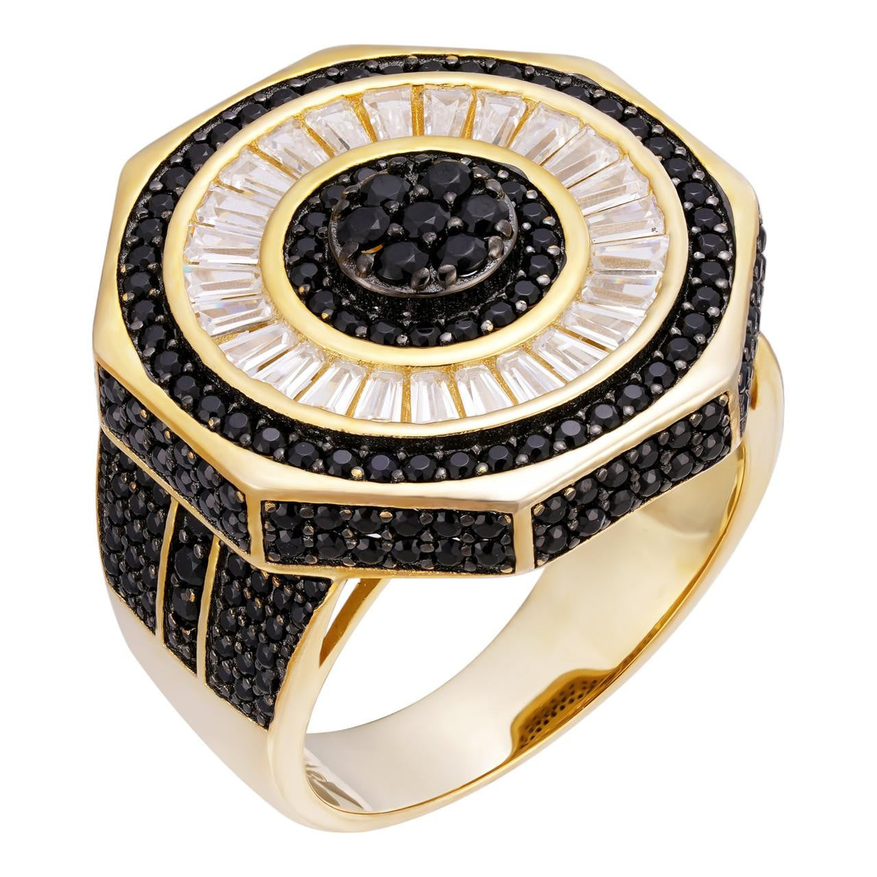 HarlemBling DJ Mixing Board Ring - 14k Gold Vermeil 925 Silver - White & Black CZ Stones