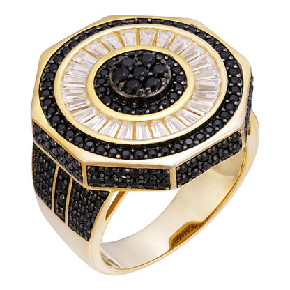 HarlemBling DJ Mixing Board Ring - 14k Gold Vermeil 925 Silver - White & Black CZ Stones