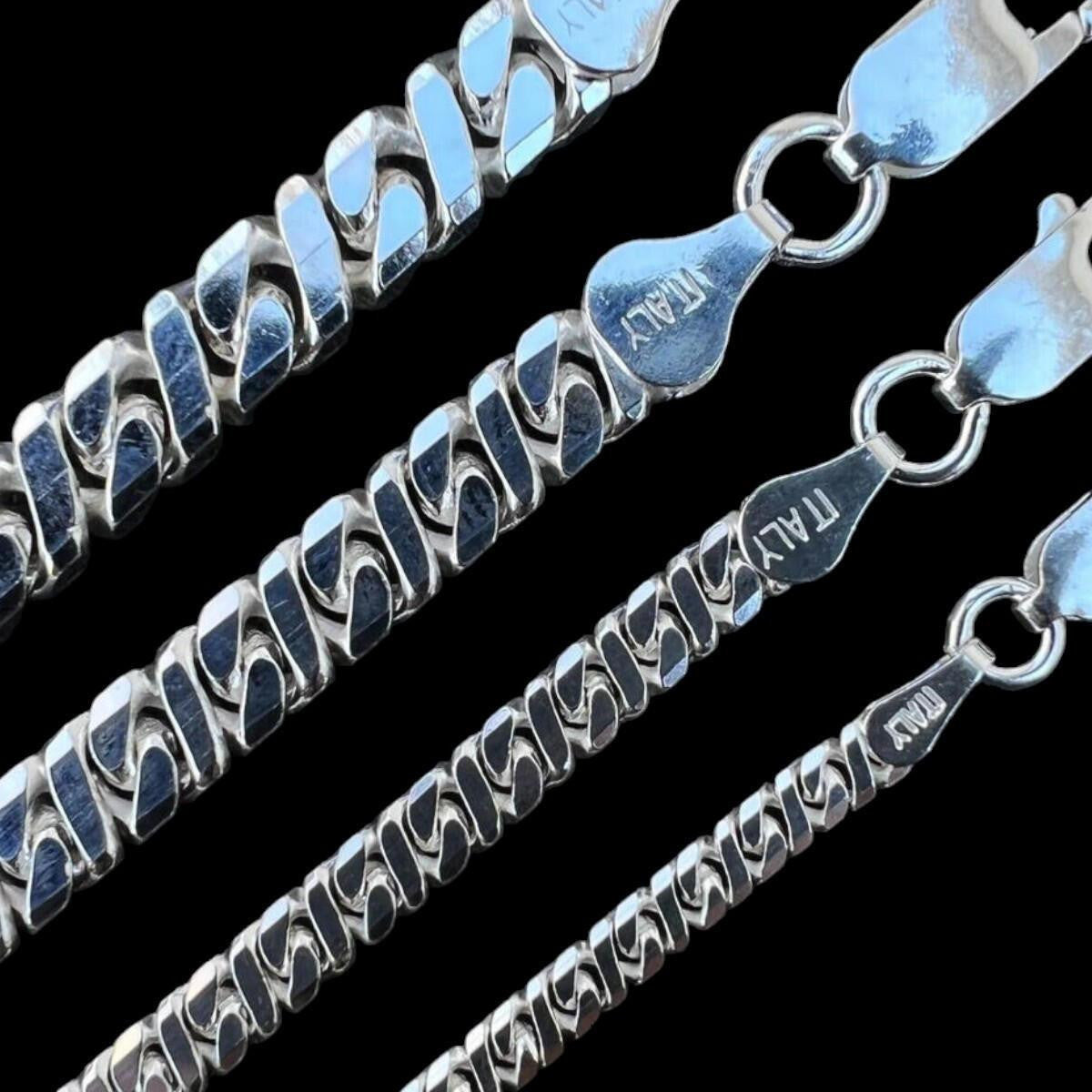 HarlemBling Dollar Link Chain Necklace Or Bracelet - 925 Sterling Silver - 7"-30" - 2.5mm-6mm