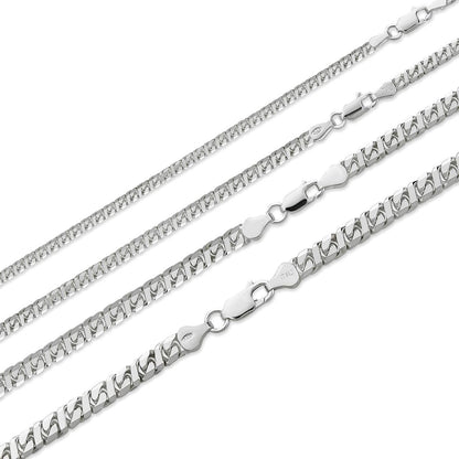 HarlemBling Dollar Link Chain Necklace Or Bracelet - 925 Sterling Silver - 7"-30" - 2.5mm-6mm