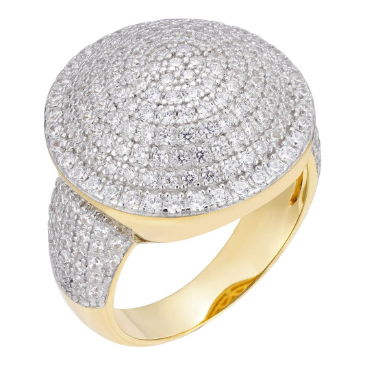 HarlemBling Dome Iced Out Ring -14k Gold Vermeil 925 Silver - CZ Stones